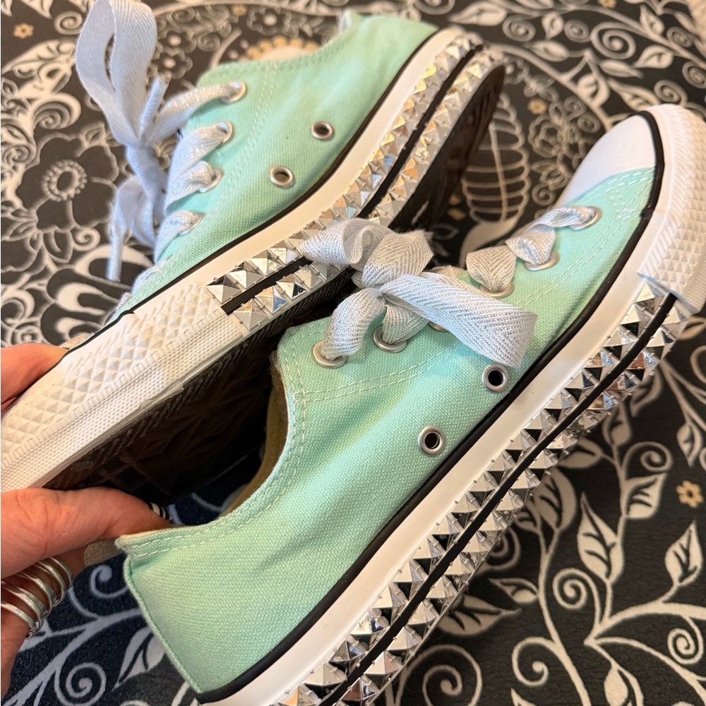 Converse Mint Green Sneakers with Studded Detail - Picture 4 of 10